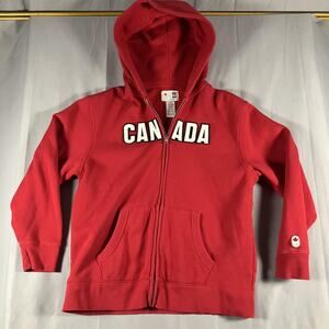 Team Canada Olympic Boys Hoodie‎ Full Zip Red 14/16 Hudson's Bay Fleece Applique